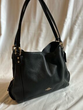 Coach Edie Black Pebbled Leather Shoulder Bag